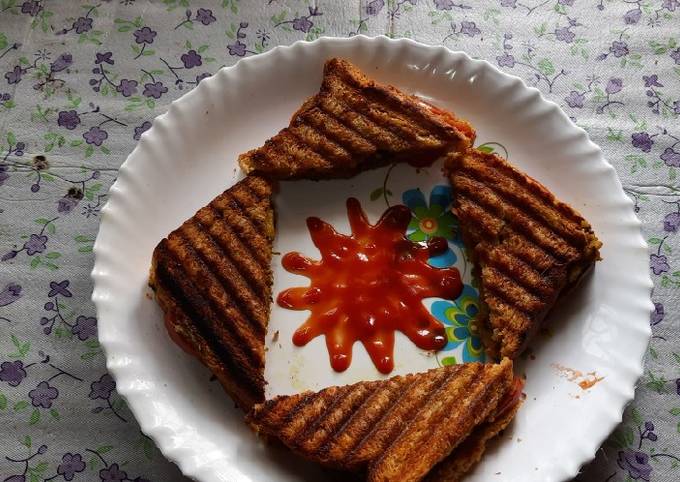 Potato bhaji stuff brown bread grilled toast sandwich