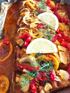 Tűzdelt, tepsiben sült pontyfilé recept fotója