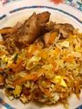 Chao fan de pollo (arroz salteado con zanahoria y verdeo)exprés!