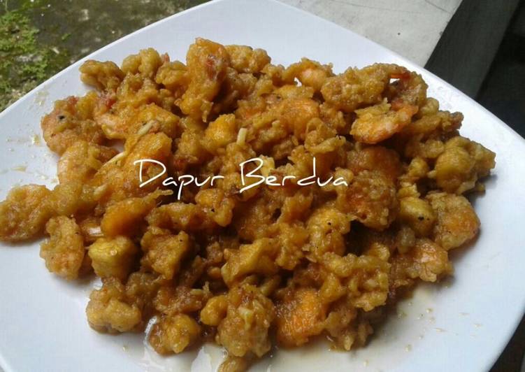 Udang dan Tahu Krispi Siram Kecap Inggris