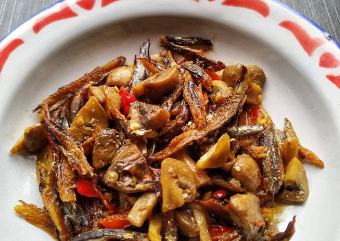 Cara Masakan Resep Oseng Jamur kancing & iwak karing