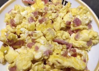 How To Cooking Recipe Scrambled Ham and Egg Delicious and Healthy