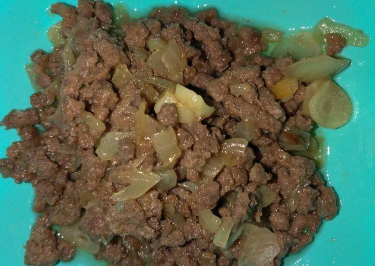 Langkah Mudah untuk Membuat Tumis daging giling saos tiram Mpsai 14bulan Anti Gagal