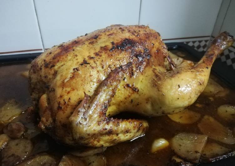 Pollo de corral asado en rustidor🍗