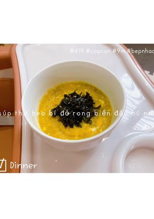Hình của món Súp thịt heo 🍖 bí đỏ 🎃 rong biển đậu hũ non.