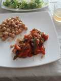 Ternera con pimientos y garbanzos a la trufa