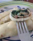 Panqueque de espinaca, champiñón y queso azul