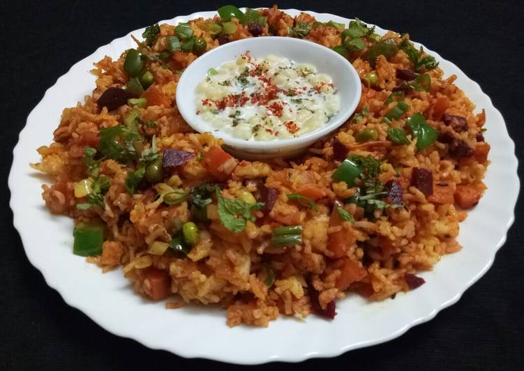 Steps to Make Award-winning Veg beetroot pulao