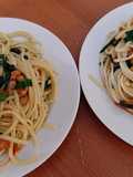 Tallarines con verduras salteadas