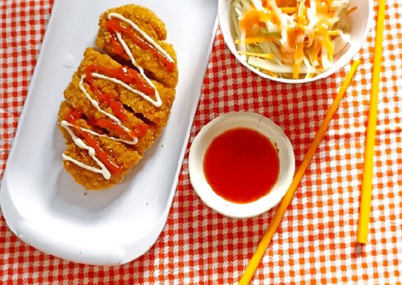 Tahu katsu dengan sayuran