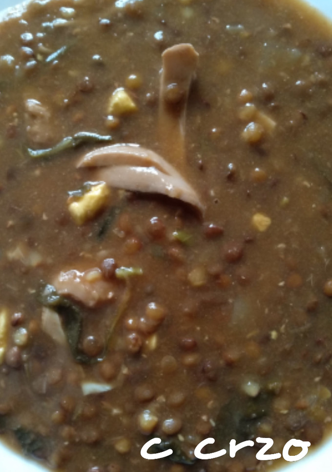 Una foto de Lentejas con boletus y collejas, cazuela AMC