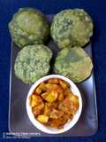 Masala palak poori served with aloo sabzi