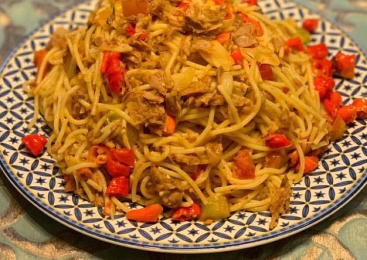 Langkah Mudah untuk Membuat Spaghetti tuna sambal matah yang Enak