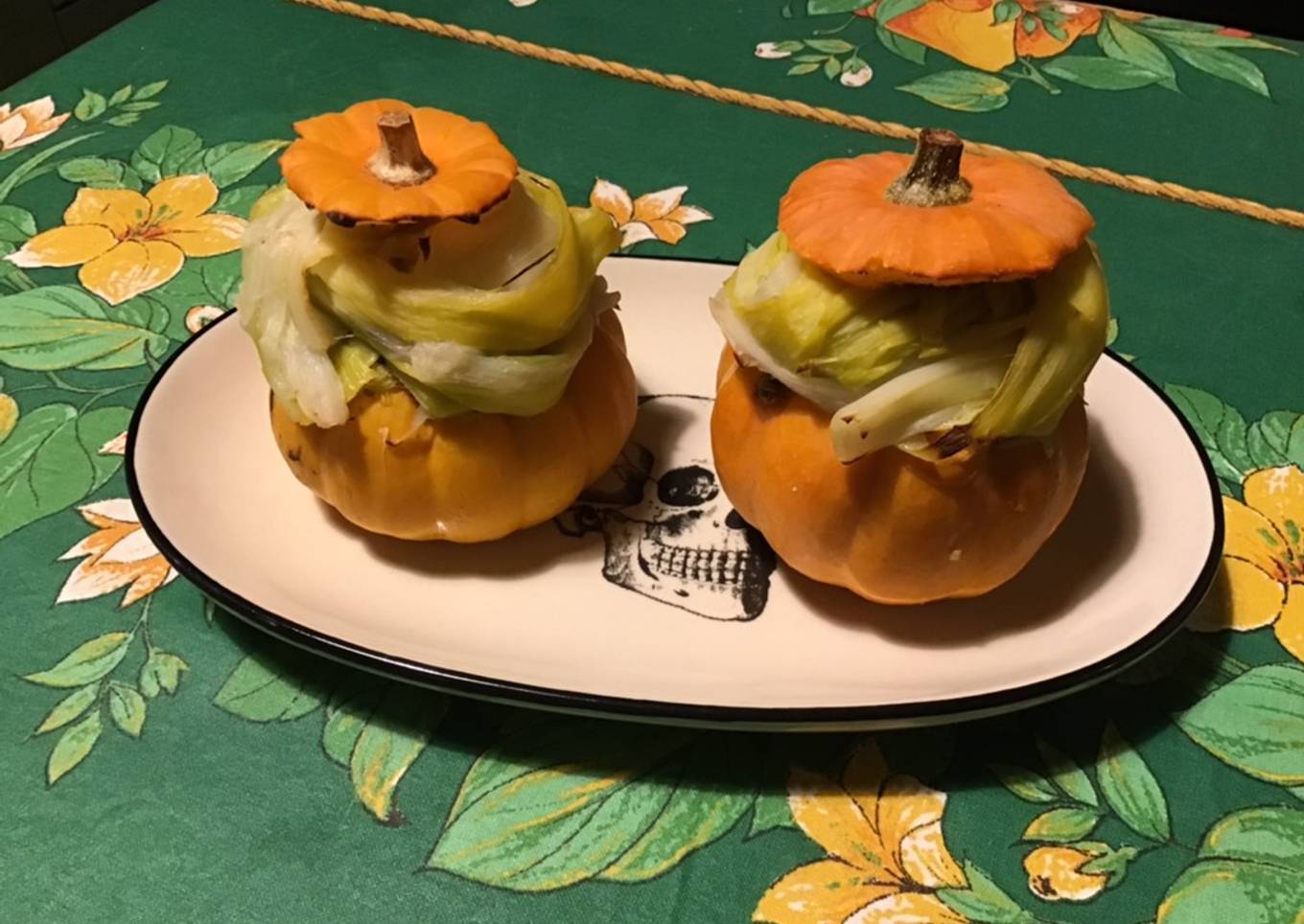 Courges little be jack farcies aux poireaux et azeitao (fromage de brebis du Portugal)