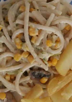 Una foto de Pastas con champiñones