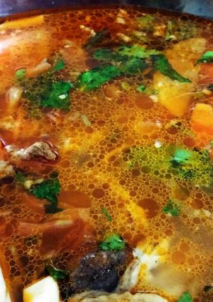 Hình của món Nước lẩu kimchi với rau củ mài (siêu dễ).