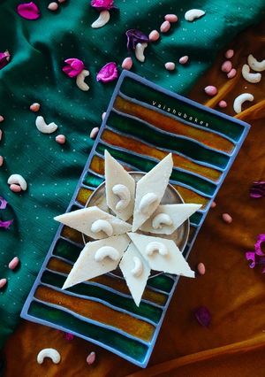 A picture of Kaju Mungfali Katli.