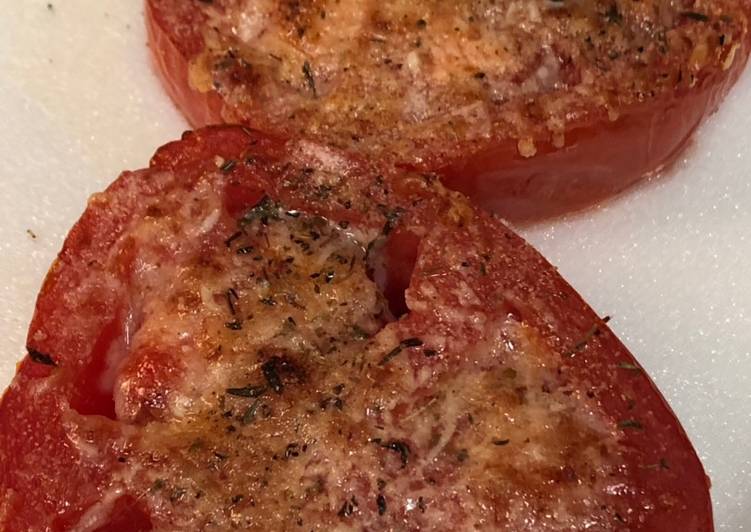 Easiest Way to Make Perfect Broiled fresh garlic parm tomatoes