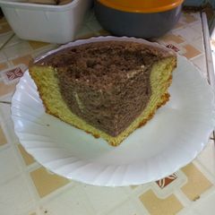 A picture of Vanilla marble cake without oven. #4weekchallenge.