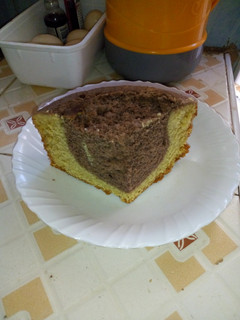 A picture of Vanilla marble cake without oven. #4weekchallenge.
