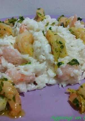 Foto di Riso con ricotta e mazzancolle al limone