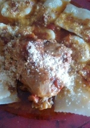 Una foto de Sorrentinos con estofado de pollo 🐣🐣🐣
