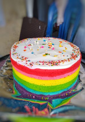 Foto resep Rainbow cake putih telur