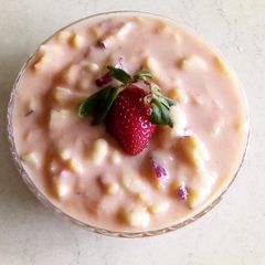 Strawberry custard fruit salad A picture of Strawberry custard fruit salad.