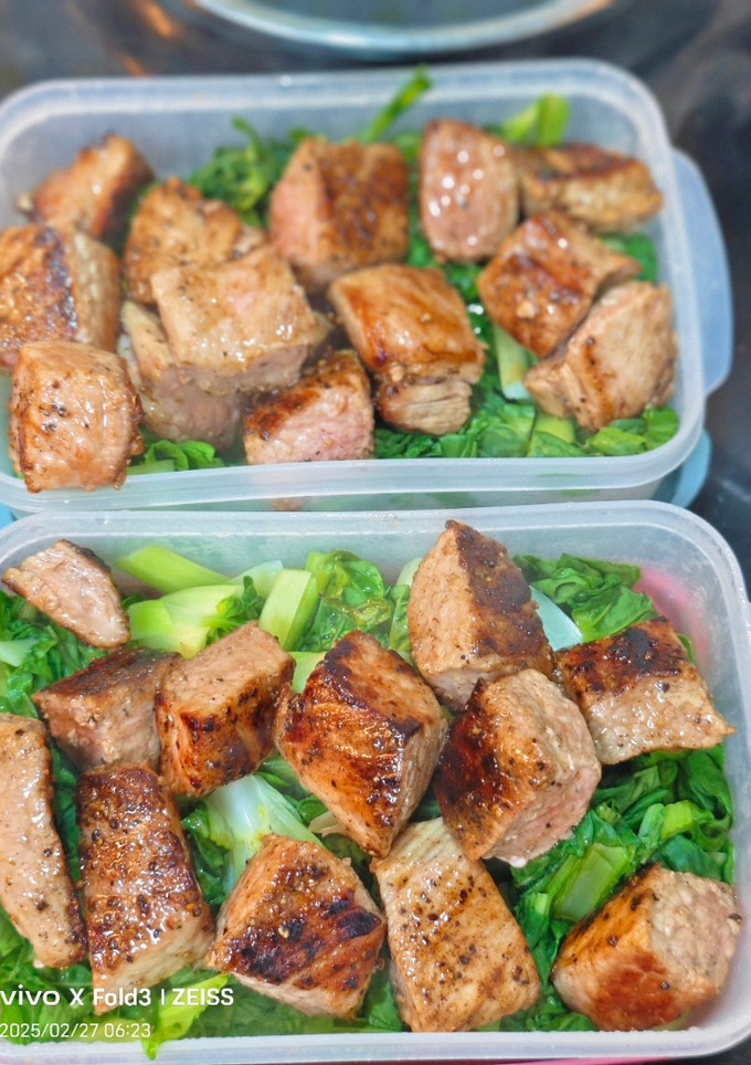 簡單的燒肉青菜便當 的食譜成品照片