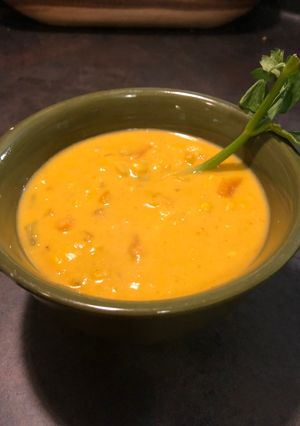 A picture of Spicy sweet potato corn chowder.