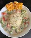 Herby Rice Bowl 🍚 With Grilled Paneer For Lunch
