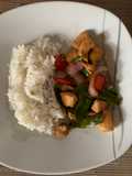 Pollo con verduras tipo oriental