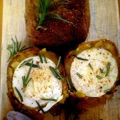 A picture of Potato-egg kebabs #foodphotographychallenge.