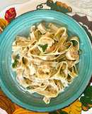 Κρεμώδεις γαρίδες με μακαρόνια fettuccine
