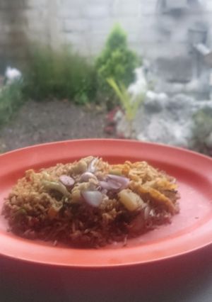 Foto resep Nasi Goreng Sayur Sambel Trasi Toping Abon Ikan
