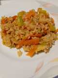 Riso con verdure e salsa di soia