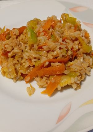 Foto di Riso con verdure e salsa di soia