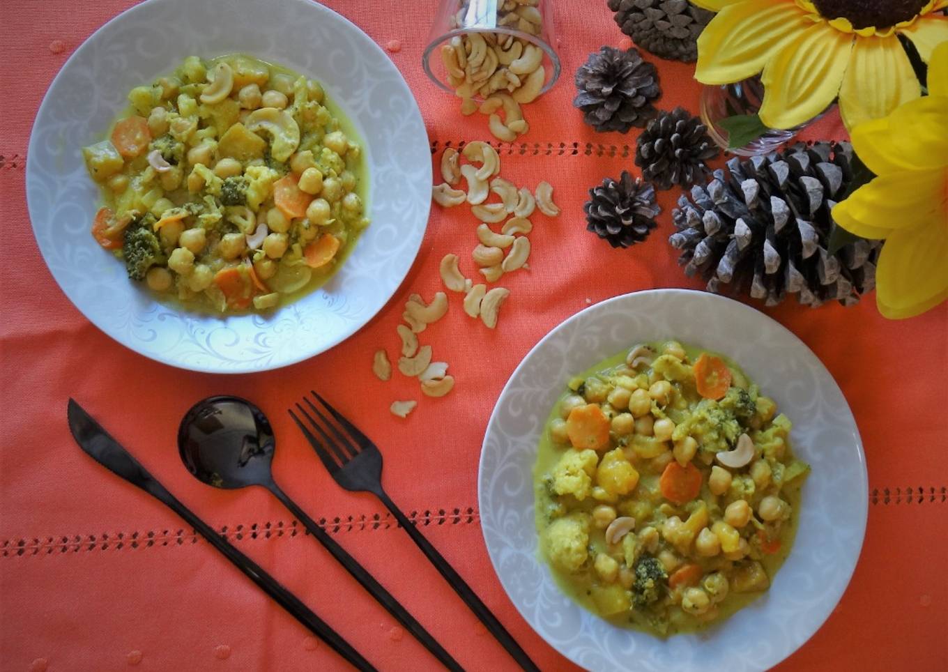Curry de garbanzos, mango y verduritas