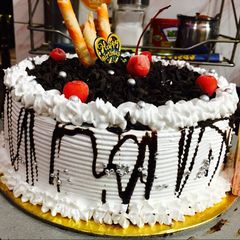 A picture of Black forest cake.