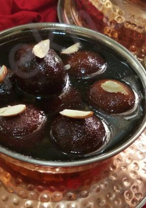 A picture of Almonds filled brown bread gulaab jaamun.
