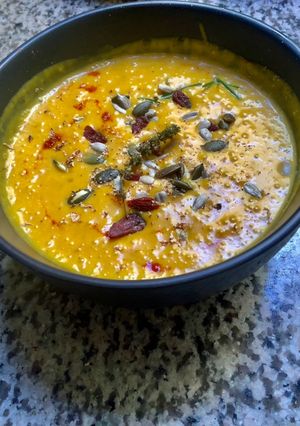 Une photo de Velouté🪵 potimarron 🍂 noix de muscade🍁