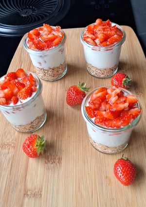 Une photo de Verrines fraises et fromage blanc