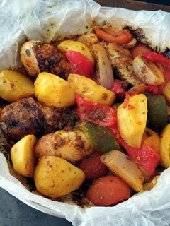 Una foto de Pollo con verduras, sin horno
