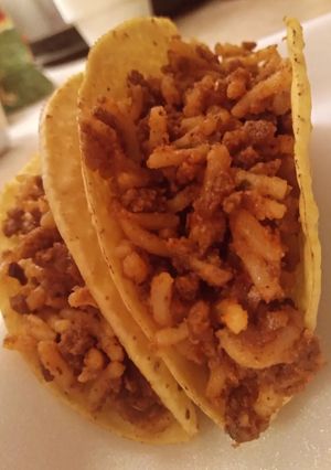 A picture of Mexican Rice Stuffed Tacos.
