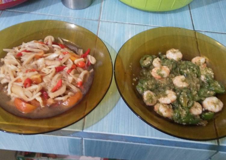 Resep Tumis jamur tiram dan tumis udang cabe hijau yang Bikin Ngiler