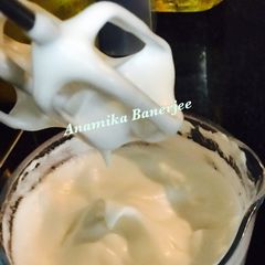 A picture of Vegan Meringue: Aquafaba/Beans Grind/Beans Juice (Chickpeas Cream): ‘AQUAFABA MERINGUE’.