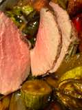 Peceto al romero con verduras al horno