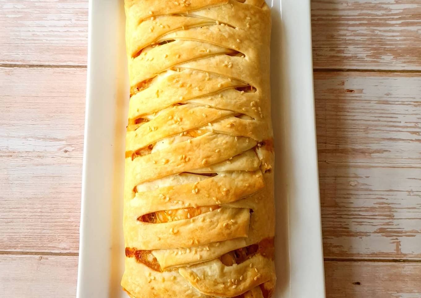 Feuilleté jambon poireaux chèvre