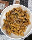 Rigatoni pasta in minced meat