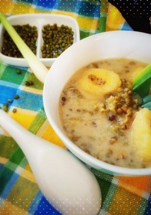 Foto resep Burjo Pisang (Tips spy kacang ijo cepat empuk dan lembut)